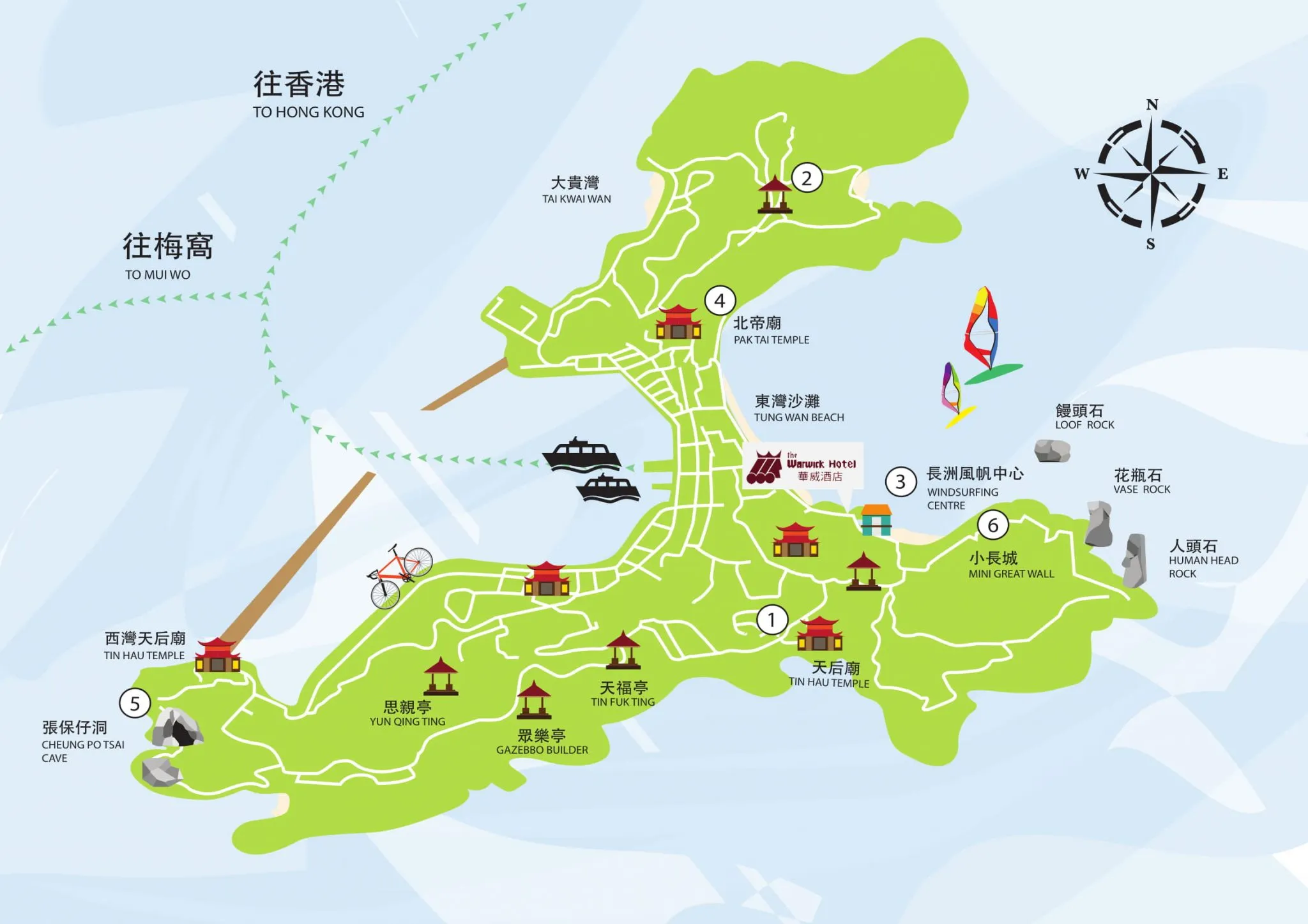 長洲地圖及景點（圖片來源︰華威酒店）